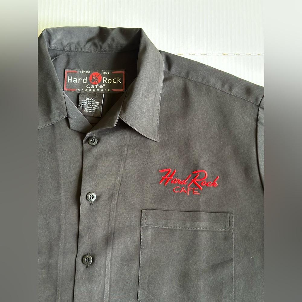 Hard‎ Rock Cafe Black Shirt Mens XL La Jolla Button Up - Picture 4 of 7